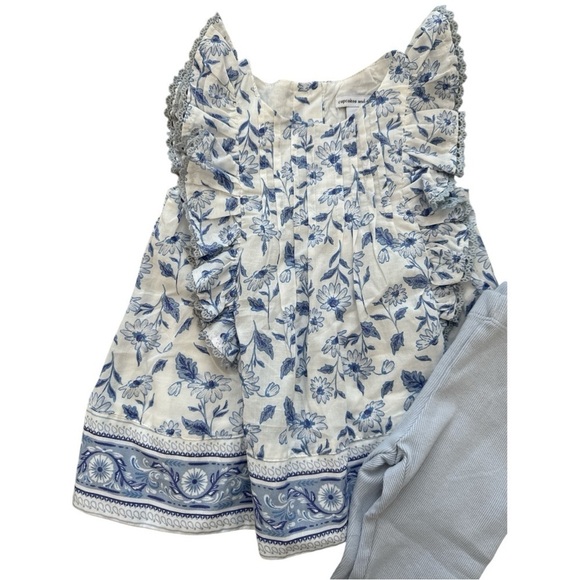 Cupcakes and Cashmere Kids NWT blue floral matching set 24m - Picture 3 of 4